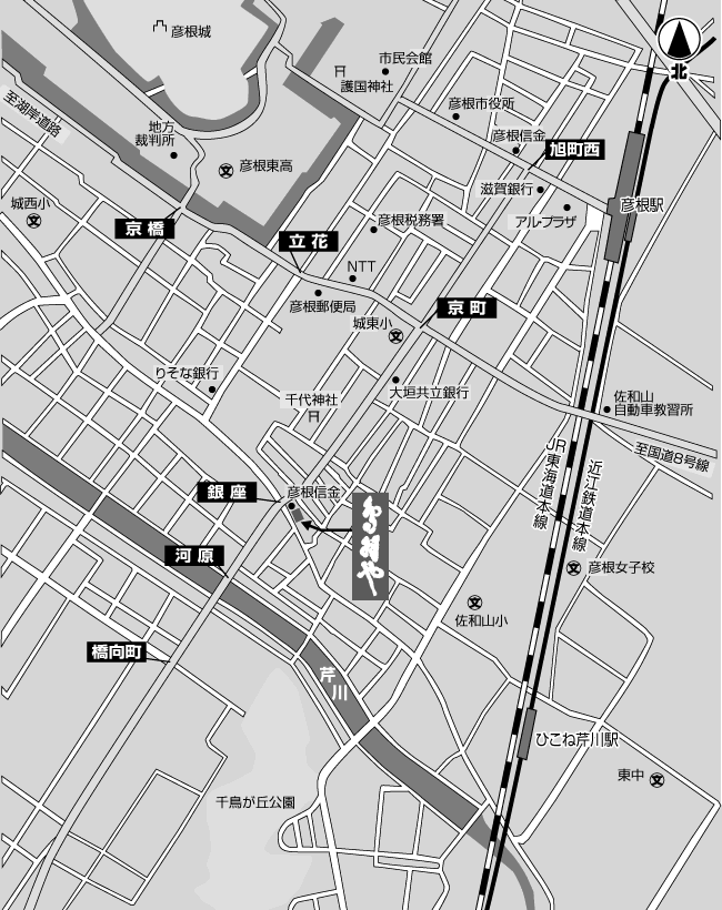 とばや旅館 拡大地図モノクロ